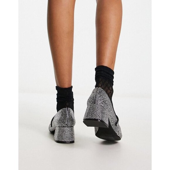 New Jeffrey Campbell Regal Embellished Crystal Block Heel Mary Janes Size 6 - Picture 3 of 14